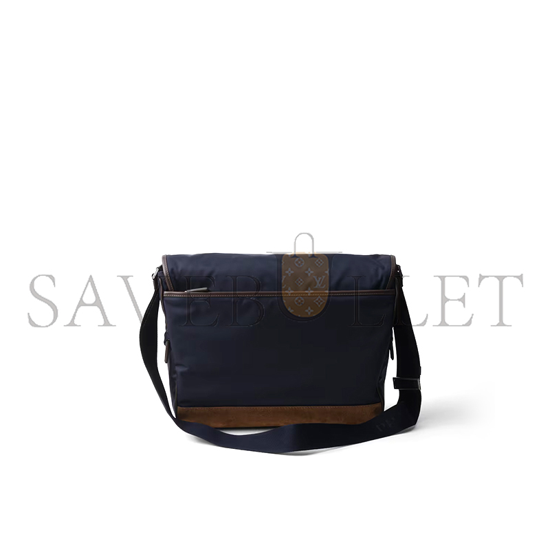 Pra*a large re-nylon and leather shoulder bag 2vd052 (34*29.5*14.5cm)